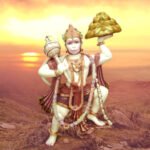 lord hanuman image on mountaintop