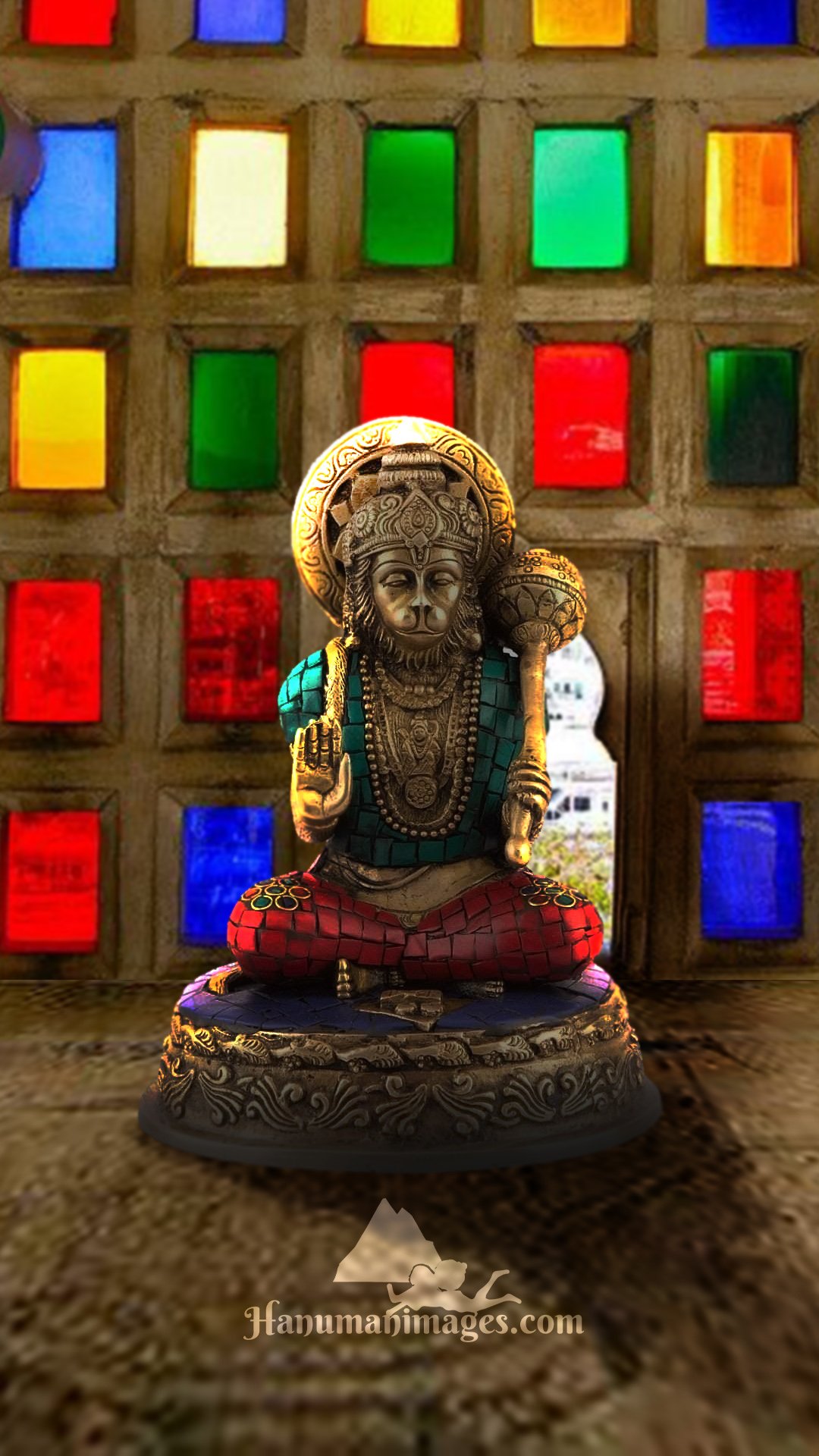 bhagwan hanuman image in colorful light