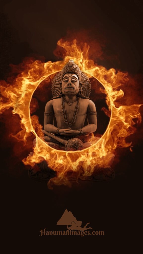 lord hanuman fire lit phone wallpaper