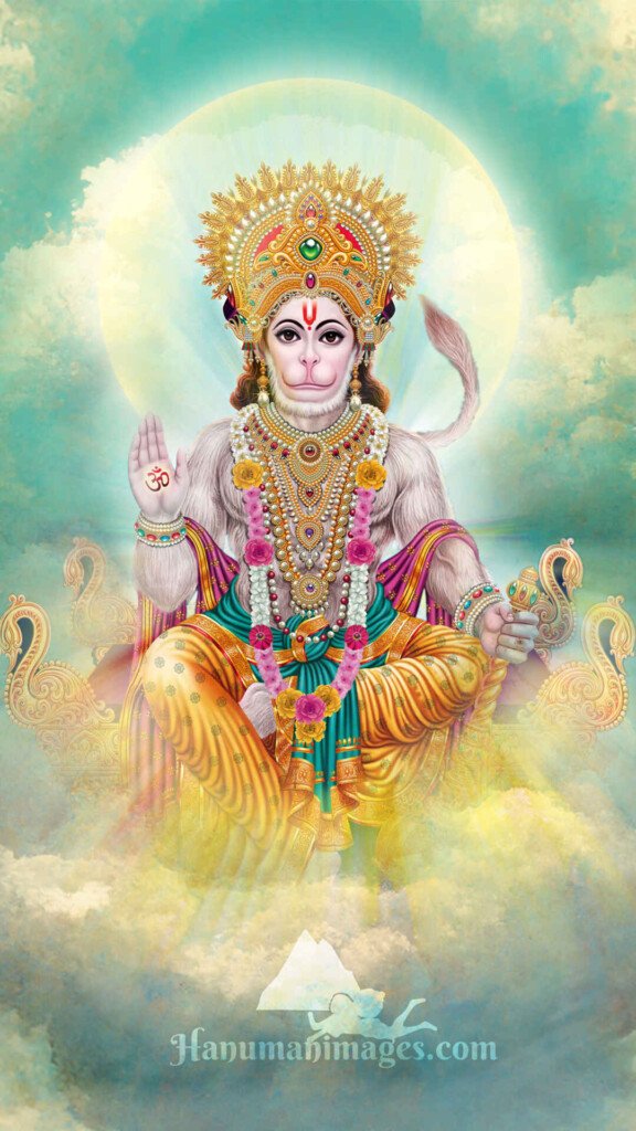 lord hanuman image on a throne