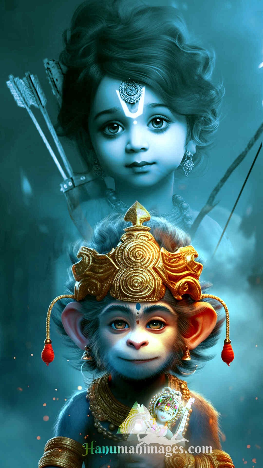 cute lord ram and hanuman image