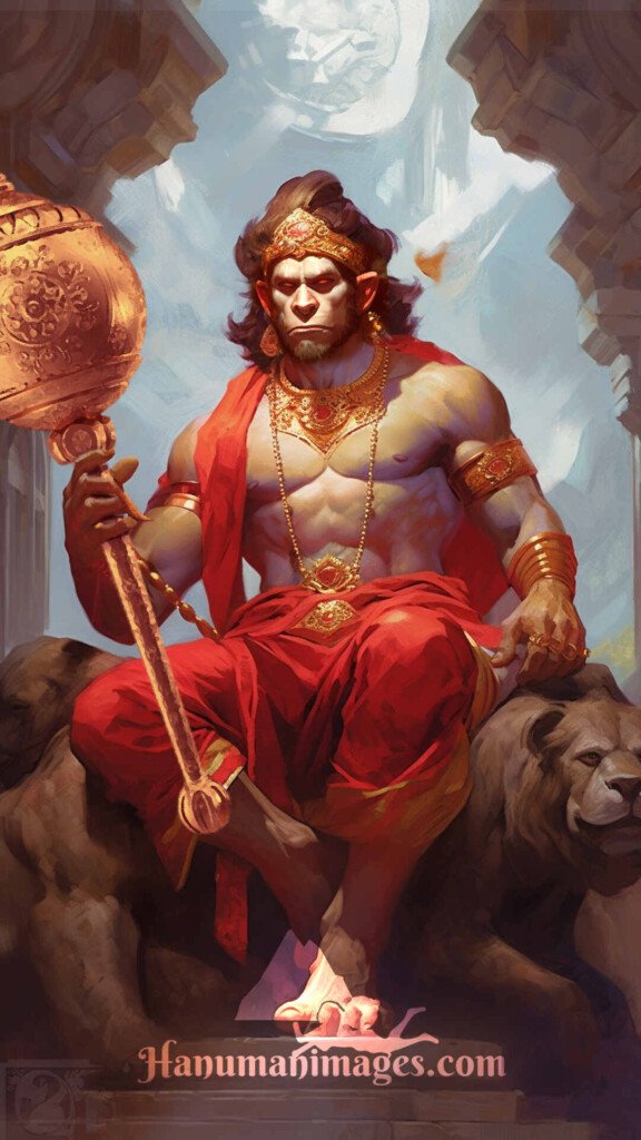 lord hanuman hd pic sitting on a throne