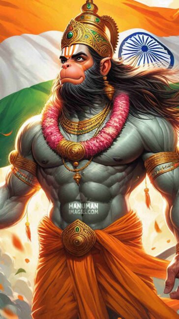 hanuman ji holding indian flag